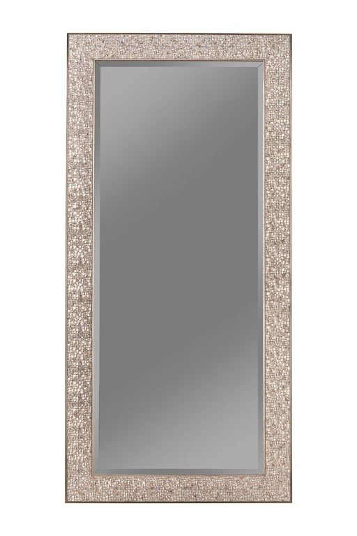 Rollins Rectangular Floor Mirror Silver Sparkle - Orbit Furniture (Richmond,BC)