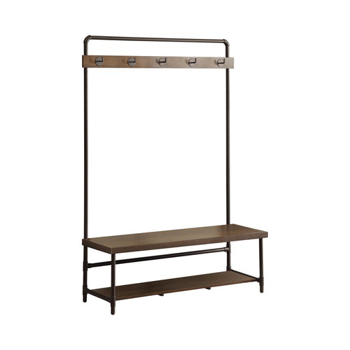 Alise Hall Tree with 5 Coat Hooks Chestnut and Dark Bronze - Orbit Furniture (Richmond,BC)
