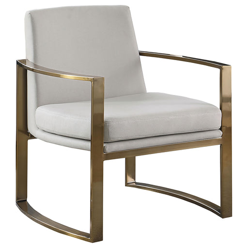 Cory Concave Metal Arm Accent Chair Cream and Bronze - Orbit Furniture (Richmond,BC)