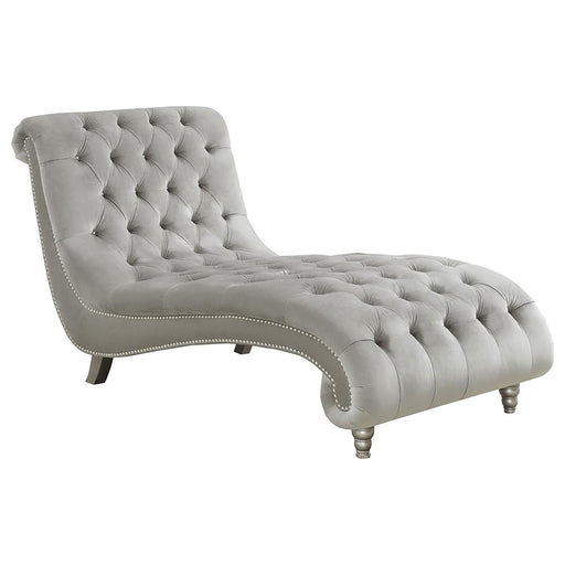 Lydia Tufted Cushion Chaise with Nailhead Trim Grey - Orbit Furniture (Richmond,BC)