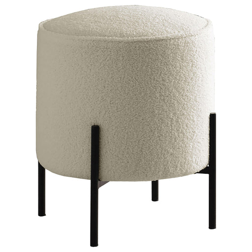 Basye Round Upholstered Ottoman Beige and Matte Black - Orbit Furniture (Richmond,BC)