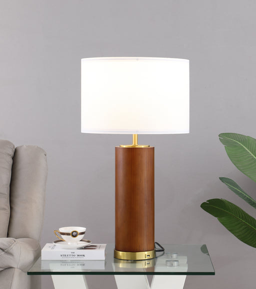 Aziel Drum Shade Bedside Table Lamp Cappuccino and Gold - Orbit Furniture (Richmond,BC)