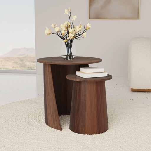 Yency 2-piece Round Mango Wood Nesting Table Set Dark Brown - Orbit Furniture (Richmond,BC)