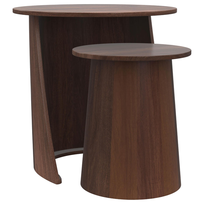 Yency 2-piece Round Mango Wood Nesting Table Set Dark Brown - Orbit Furniture (Richmond,BC)