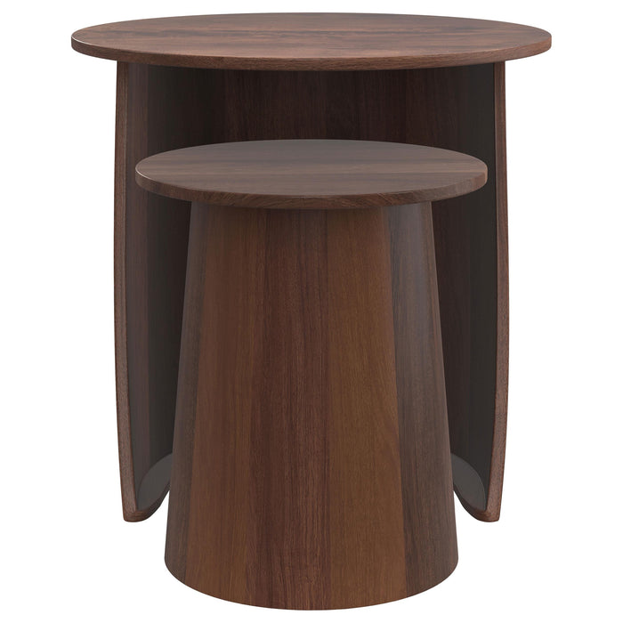 Yency 2-piece Round Mango Wood Nesting Table Set Dark Brown - Orbit Furniture (Richmond,BC)