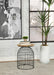Bernardo Round Accent Table with Bird Cage Base Natural and Gunmetal - Orbit Furniture (Richmond,BC)