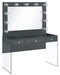 Afshan 3-drawer Vanity Desk with Lighting Mirror Grey High Gloss - Orbit Furniture (Richmond,BC)