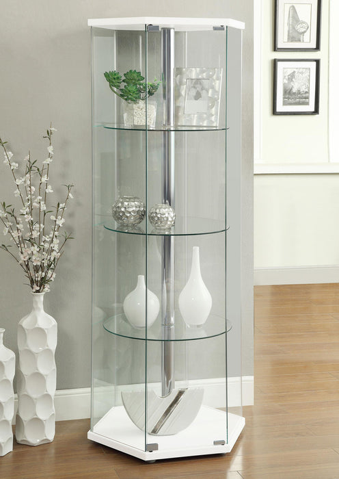Traditional Glass Hexagon Curio Cabinet - Orbit Furniture (Richmond,BC)