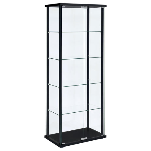 Delphinium 5-shelf Glass Curio Cabinet Black and Clear - Orbit Furniture (Richmond,BC)