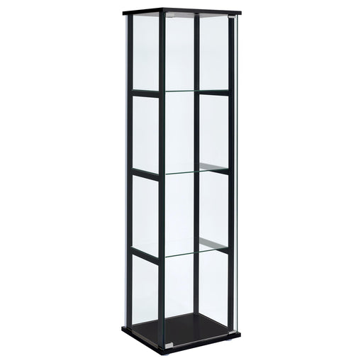 Cyclamen 4-shelf Glass Curio Cabinet Black and Clear - Orbit Furniture (Richmond,BC)