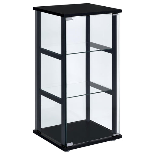 Cyclamen 3-shelf Glass Curio Cabinet Black and Clear - Orbit Furniture (Richmond,BC)