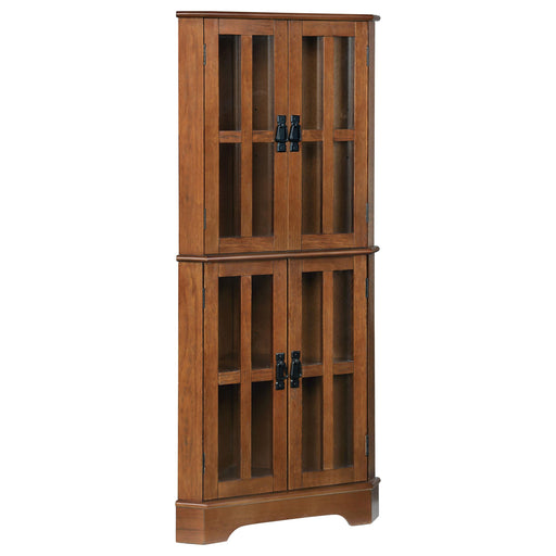 Coreosis 4-shelf Corner Curio Cabinet Golden Brown - Orbit Furniture (Richmond,BC)