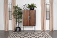 Borman 2-door Bar Cabinet Wine Storage Walnut and Black - Orbit Furniture (Richmond,BC)