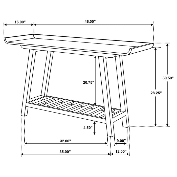 Ornelas 46-inch Console Table with Slatted Shelf Mango Brown - Orbit Furniture (Richmond,BC)