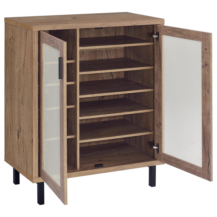 Teller 2-door Shoe Storage Cabinet Natural Oak - Orbit Furniture (Richmond,BC)