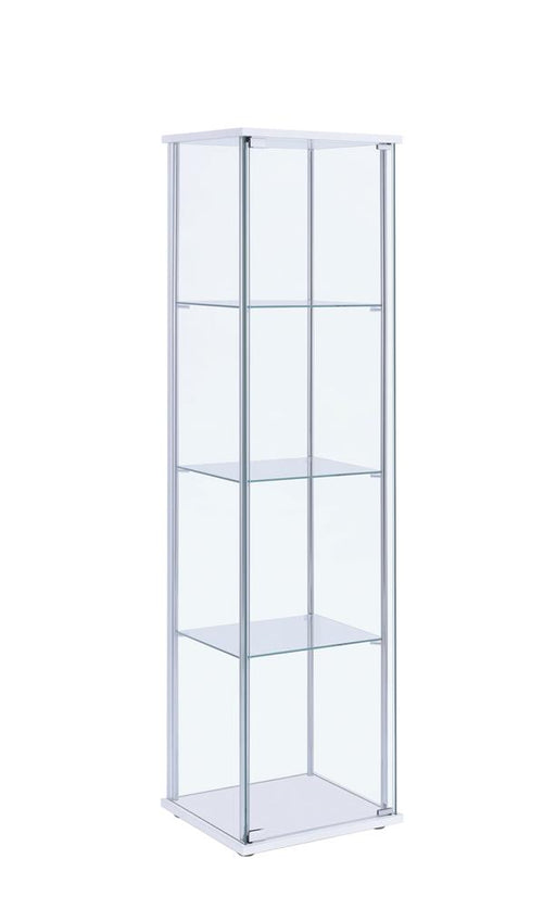 Bellatrix Rectangular 4-shelf Curio Cabinet White and Clear - Orbit Furniture (Richmond,BC)
