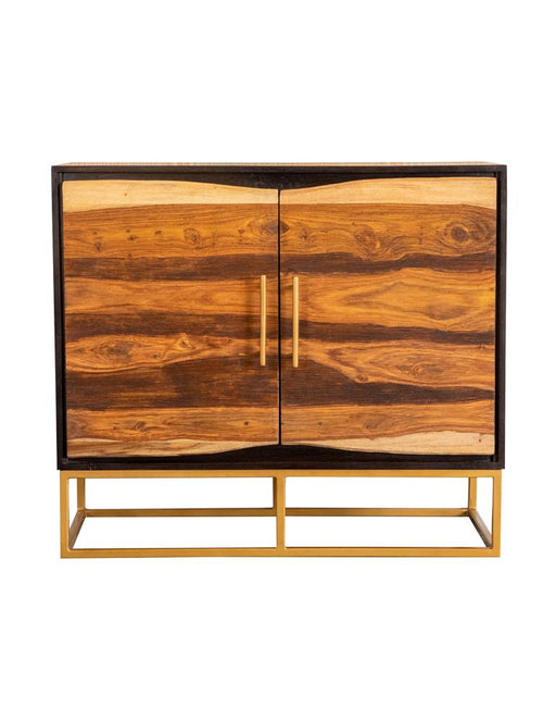Zara 2-door Accent Cabinet Black Walnut and Gold - Orbit Furniture (Richmond,BC)