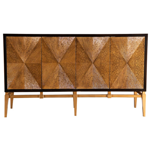 Zira Sunburst 4-door Accent Cabinet Brown and Antique Gold - Orbit Furniture (Richmond,BC)