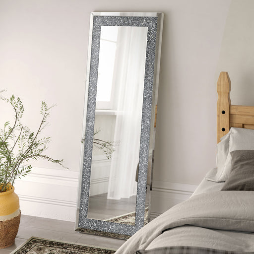Valerie Crystal Inlay Rectangle Floor Mirror - Orbit Furniture (Richmond,BC)