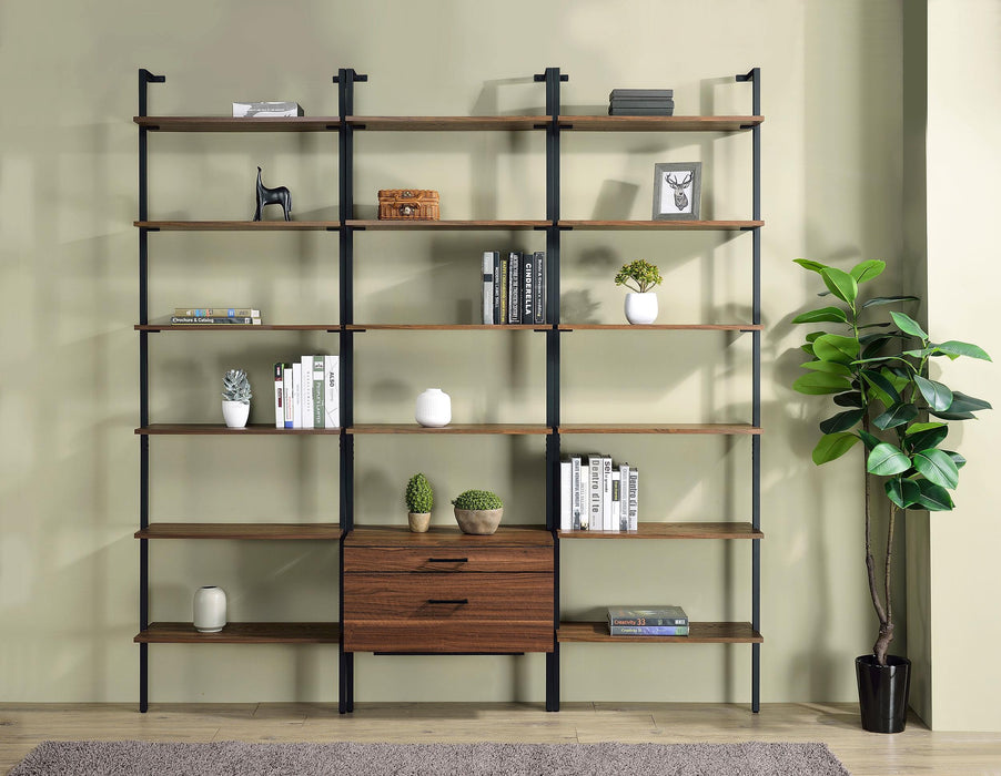 Owens 96-inch 4-shelf Storage Wall Bookshelf Walnut - Orbit Furniture (Richmond,BC)
