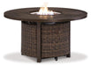 Paradise Trail Paradise Trail Fire Pit Table with 4 Nuvella Swivel Lounge Chairs - Orbit Furniture (Richmond,BC)