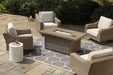 Beachcroft Beachcroft Fire Pit Table with Four Nuvella Swivel Lounge Chairs - Orbit Furniture (Richmond,BC)