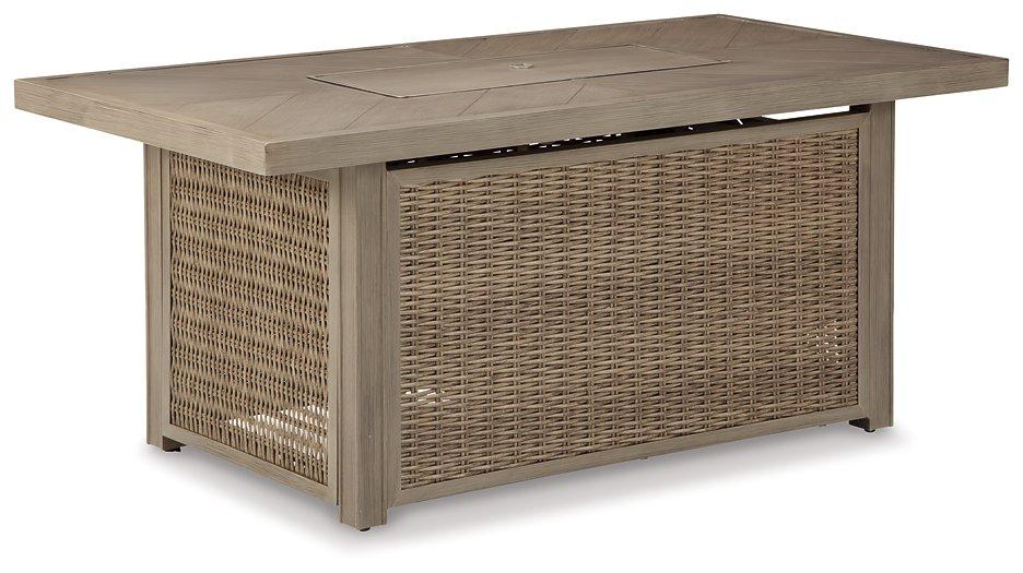 Beachcroft Beachcroft Fire Pit Table with Four Nuvella Swivel Lounge Chairs - Orbit Furniture (Richmond,BC)