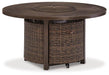 Paradise Trail Paradise Trail Fire Pit Table with 4 Nuvella Swivel Lounge Chairs - Orbit Furniture (Richmond,BC)