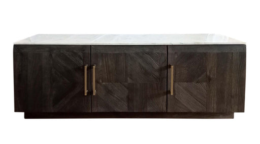 Dennis 3-door Marble Top Dining Sideboard Server White and Tobacco Grey - Orbit Furniture (Richmond,BC)