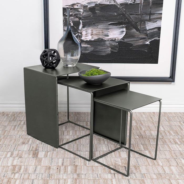 Imez 3-piece Rectangular Metal Nesting Table Grey - Orbit Furniture (Richmond,BC)