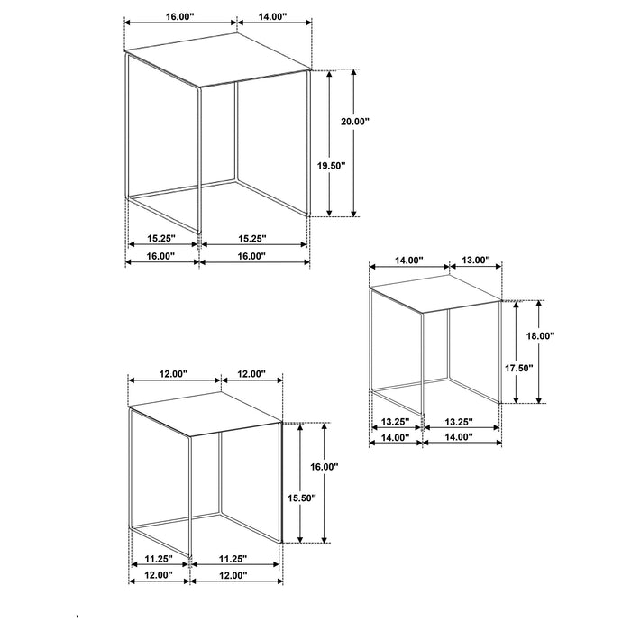 Imez 3-piece Rectangular Metal Nesting Table Grey - Orbit Furniture (Richmond,BC)