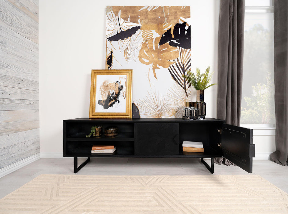 Marsden 2-door Wood 70" TV Stand Charcoal Black - Orbit Furniture (Richmond,BC)