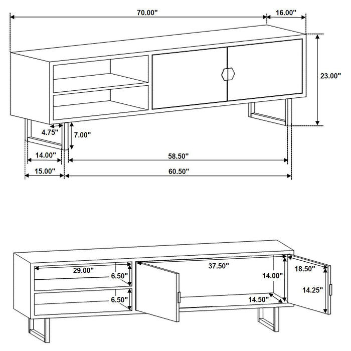 Marsden 2-door Wood 70" TV Stand Charcoal Black - Orbit Furniture (Richmond,BC)