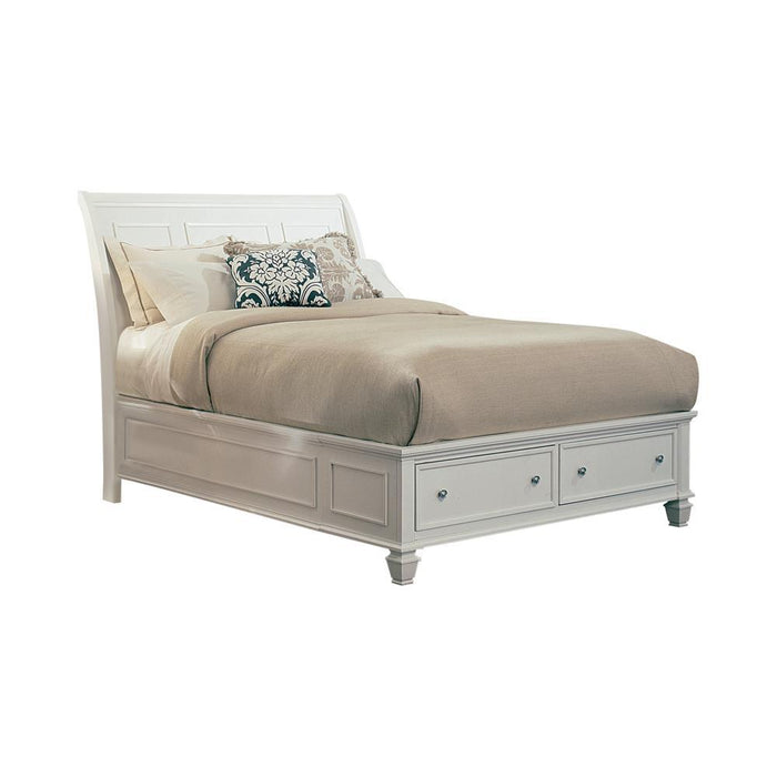Sandy Beach Queen & E.King Panel Bed with High Headboard Black & White - Orbit Furniture (Richmond,BC)