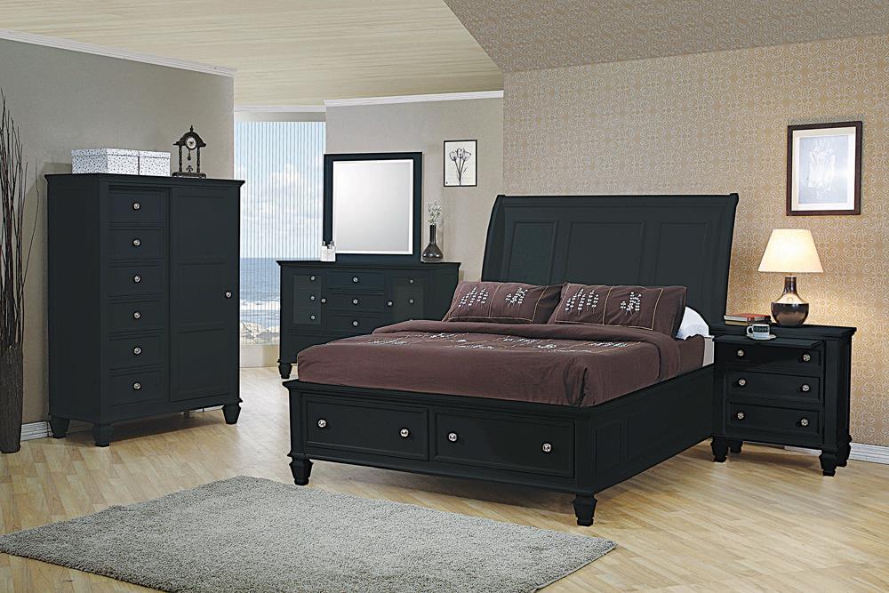 Sandy Beach Queen & E.King Storage Sleigh Bed Black & White - Orbit Furniture (Richmond,BC)