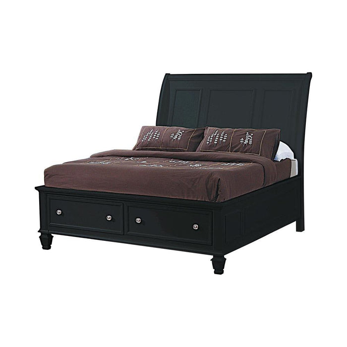 Sandy Beach Queen & E.King Storage Sleigh Bed Black & White - Orbit Furniture (Richmond,BC)