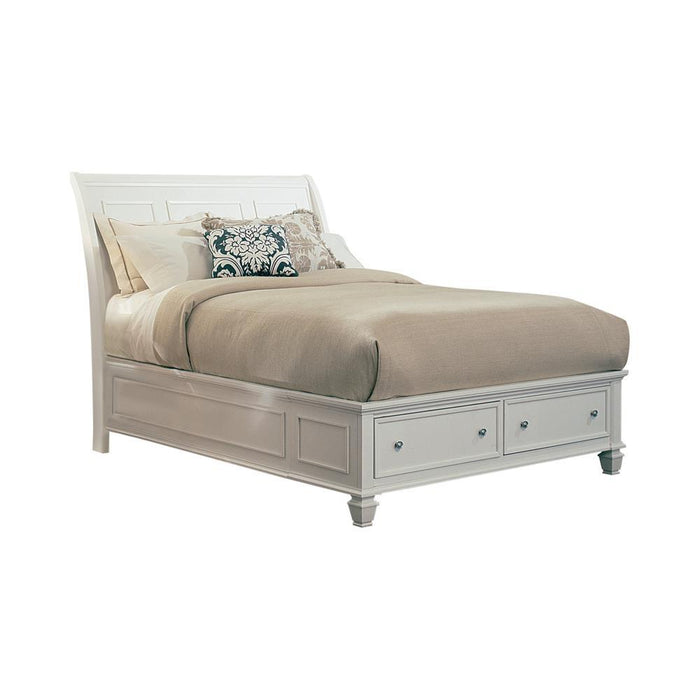 Sandy Beach Queen & E.King Storage Sleigh Bed Black & White - Orbit Furniture (Richmond,BC)