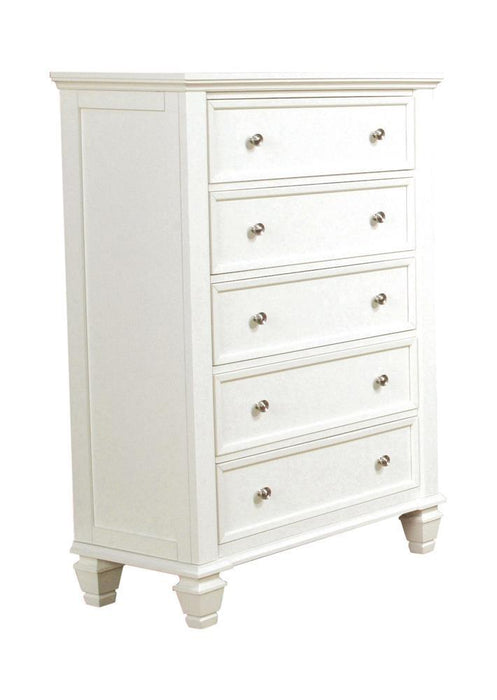 Sandy Beach 5-drawer Rectangular Chest Cream White - Orbit Furniture (Richmond,BC)