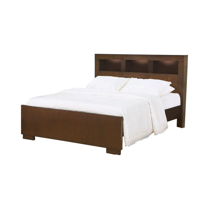 Jessica California King, E.king, & Queen Bed with Storage Headboard Cappuccino - Orbit Furniture (Richmond,BC)