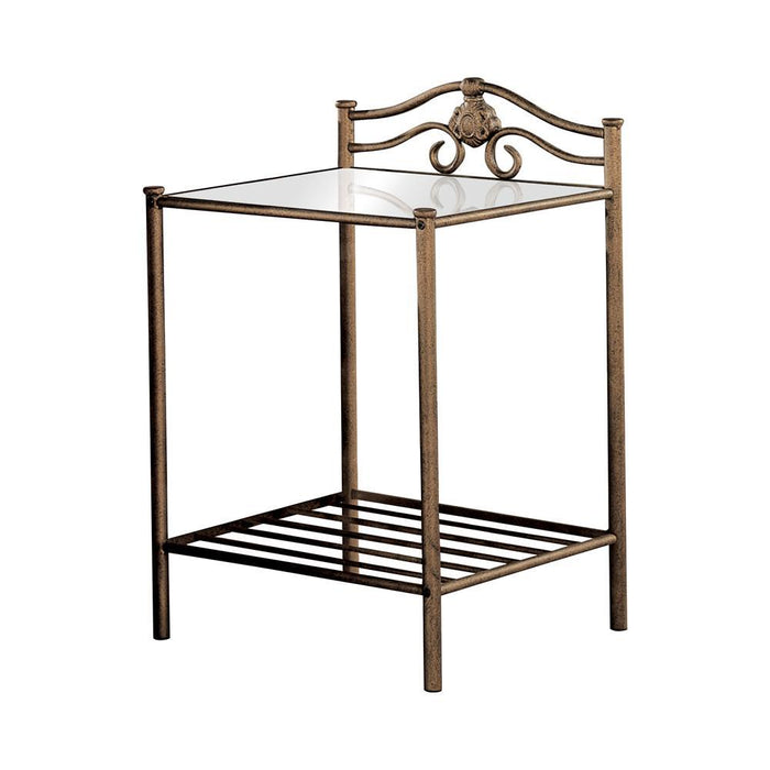 Sydney 2-shlef Nightstand Antique Brushed Gold - Orbit Furniture (Richmond,BC)