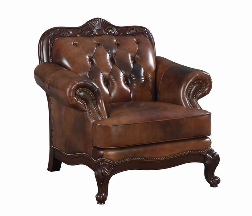 Victoria Rolled Arm Chair Tri-tone and Brown - Orbit Furniture (Richmond,BC)