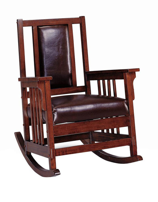 Ida Upholstered Rocking Chair Tobacco and Dark Brown - Orbit Furniture (Richmond,BC)