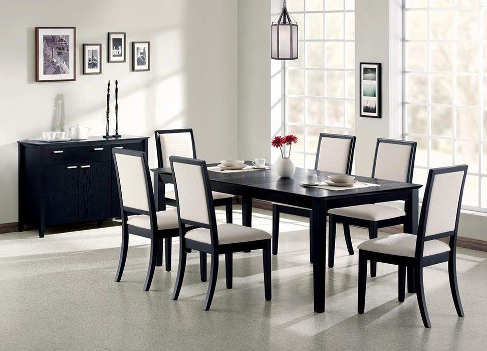 Louise Rectangular Dining Table with Extension Leaf Black - Orbit Furniture (Richmond,BC)
