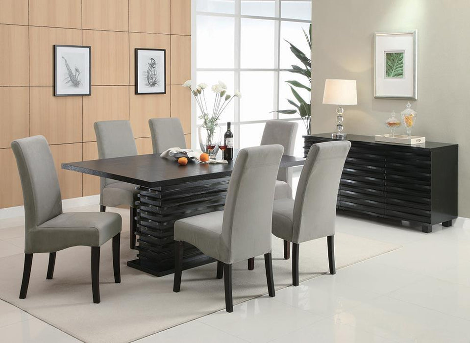 Stanton Rectangle Pedestal Dining Table Black - Orbit Furniture (Richmond,BC)