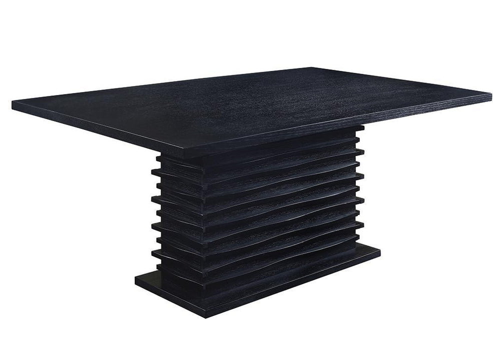 Stanton Rectangle Pedestal Dining Table Black - Orbit Furniture (Richmond,BC)