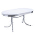 Retro Oval Dining Table Glossy White and Chrome - Orbit Furniture (Richmond,BC)