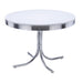 Retro Round Dining Table Glossy White and Chrome - Orbit Furniture (Richmond,BC)