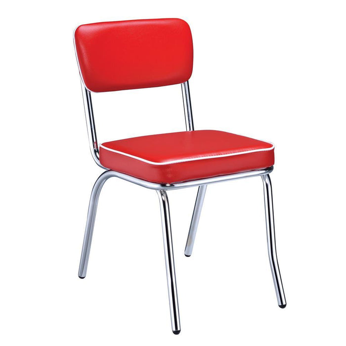 Retro Open Back Side Chairs Red and Chrome (Set of 2) - Orbit Furniture (Richmond,BC)