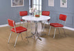 Retro Round Dining Table Glossy White and Chrome - Orbit Furniture (Richmond,BC)