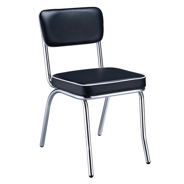 Retro Open Back Side Chairs Black and Chrome (Set of 2) - Orbit Furniture (Richmond,BC)